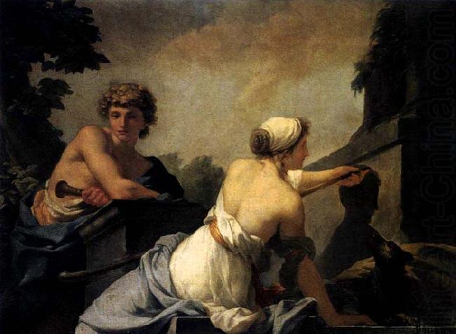 The Origin of Painting: Dibutades Tracing the Portrait of a Shepherd, Baron Jean-Baptiste Regnault